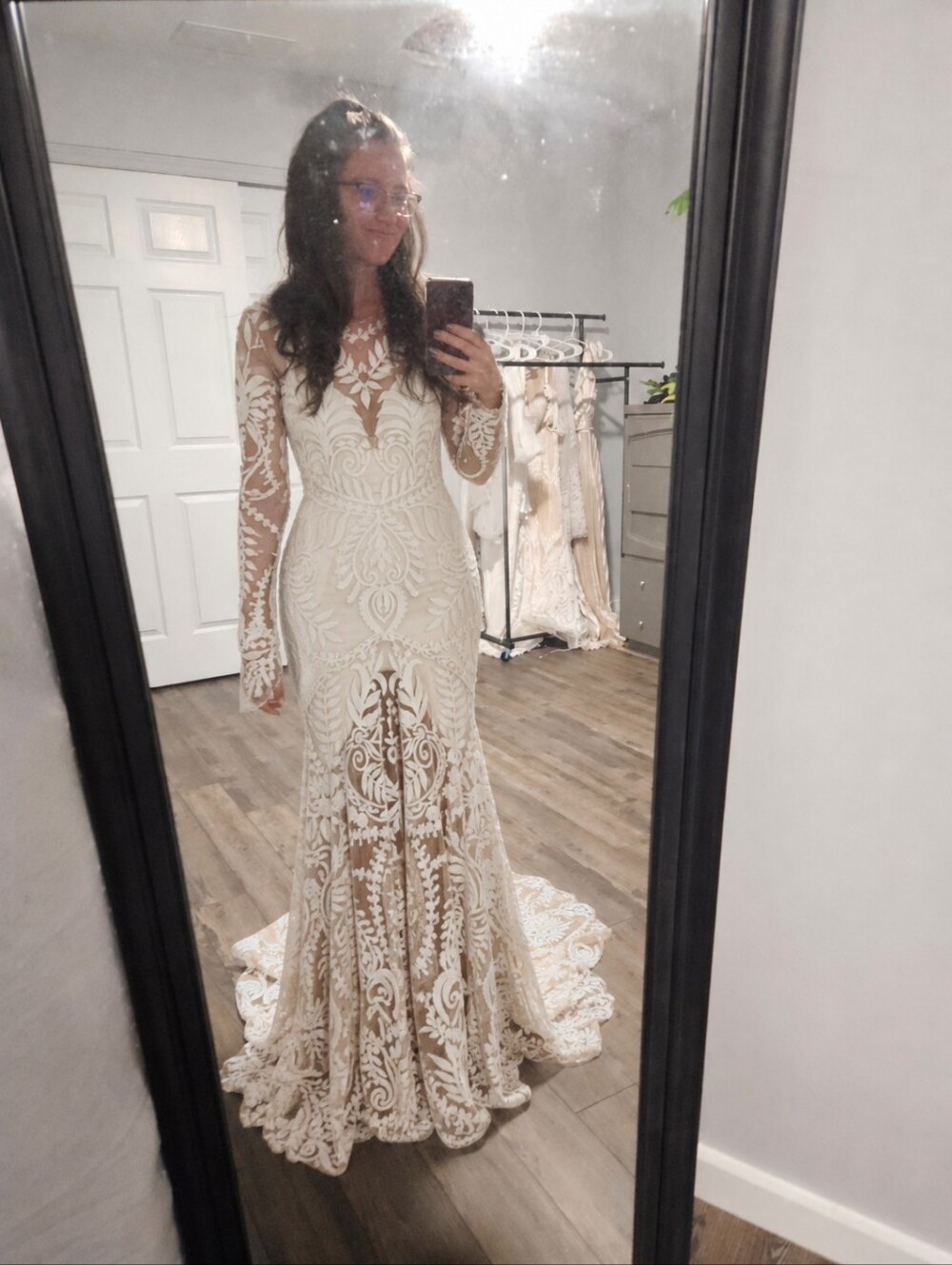 Boho Lace Wedding Dress and Slip